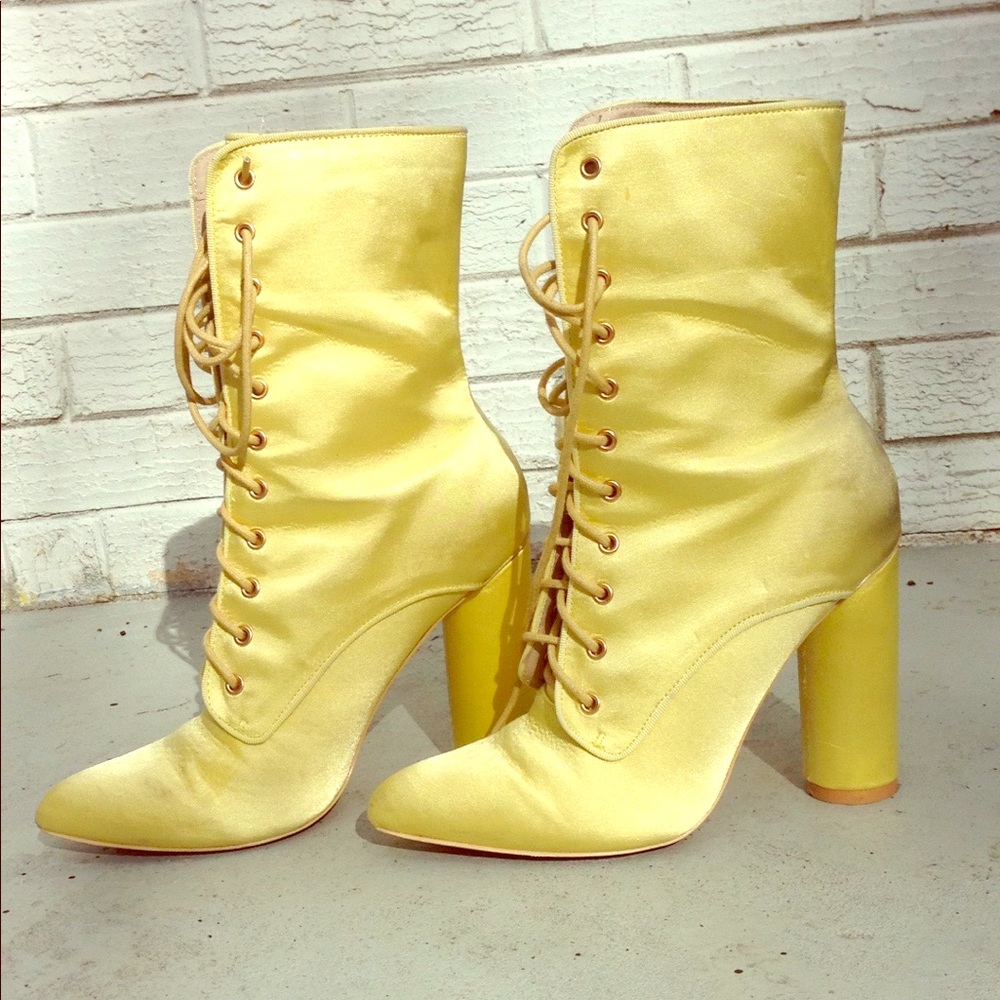 Yellow Satin Custom Boots
